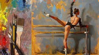 PAINTING OF A FEMALE BALLET DANCER. be happy with oil painting