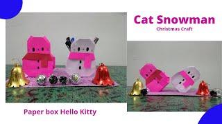 Origami Paper box Cat Snowman | DIY Christmas Crafts |Hello Kitty |#Christmascraft