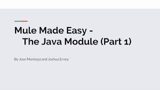 The Mule 4 Java Module (Part 1)