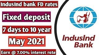 IndusInd bank Fixed deposit interest rate 2021||New FD interest rate from May 2021||FD