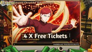 NXB NV : BAD SUMMON‼️ CONQUEST CHRONICLES TICKET SUMMON SHOWCASE 4 X TICKETS‼️