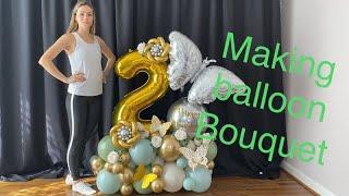 Creating a balloon bouquet!