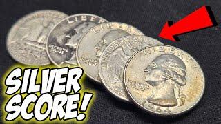 SILVER SCORE!!! COIN ROLL HUNTING QUARTERS!!!