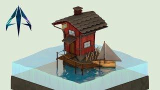 Cinema 4D | Speed Art | Low Poly Fishing house