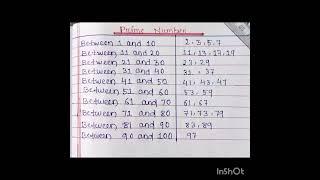 prime numbers between 1 and 100