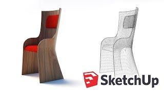 Chair design and 3D modeling with SUbD - Sketchup tutorial timelapse