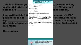 Request Letter to Change ECS Payment