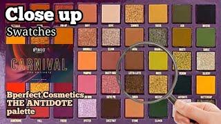 THE ANTIDOTE palette SWATCHES | BPERFECT COSMETICS | Close Up