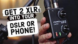 How to Get 2 Channels of Audio into your DSLR or Phone: COMICA AD3 XLR Interface (Best iPhone Mixer)