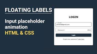 Floating Label HTML and CSS || floating placeholder