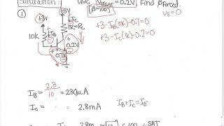 BJT analyzed in DC when in Saturation Mode - Example