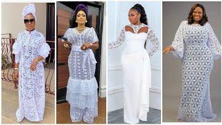 Latest White lace/Ankara styles