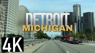 Road Tour of Downtown Detroit, Michigan in 4K - Detroit Driving Tour