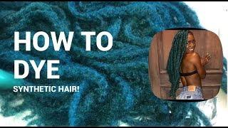 HOW TO DYE SYNTHETIC HAIR  (PLUS) FUEX DREAD LOOK!