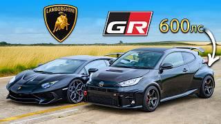 Кто победит в заезде: GR Yaris с 600 л.с или же Lambo Aventador SV