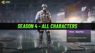 Season 4 All Characters Free + Paid Codm | Battle Pass Characters Look in Game Cod Mobile