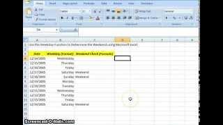 00083 - How To Use The WEEKDAY Function To Determine The Weekend Using Microsoft Excel