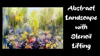 WATERCOLOR Reverse Stenciling Abstract Landscape