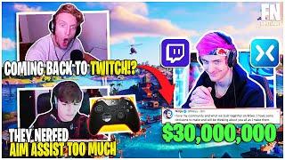 Streamers React To Ninja RETURNING To Twitch After Mixer SHUTS DOWN | Clix Reacts to Aim Assist NERF