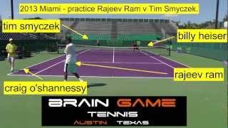 2013 Miami Sony Open - Rajeev Ram hits Tim Smyczek with a body serve.