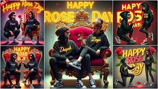 How to create Happy Rose Day couples name video editing | Bing image creator tutorial FREE