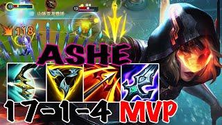 WILD RIFT ASHE ADC GAMEPLAY | 17 -1 -4 MVP | ASHE BUILD RUNES