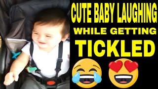 CUTE BABY LAUGHING WHILE GETTING TICKLED - CUTEST NEWBORN INFANT CHILD LOVES TICKLES GIGGLING