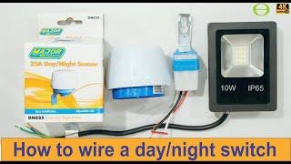 How to wire and connect a day/night switch to an LED floodlight load