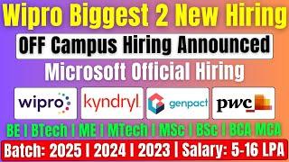 Finally Wipro 2 New Role Hiring Announced | Microsoft Genpact PwC OFF Campus Drive 2025, 2024 Batch