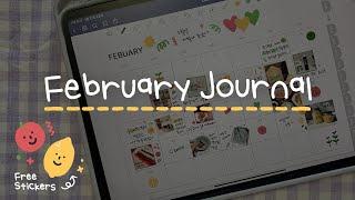 Journal With Me February Journal | iPad Good Note Diary  | Free Stickers for iPad