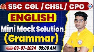 English Mini Mock Test Solution | RWA English Grammar Mini Mock | SSC CGL, CHSL, CPO, MTS