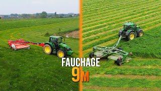 Fauchage d'herbe & ray-grass | John Deere 6R, 6M / Faucheuse Khun, Krône |