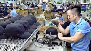 Perfect Work! Thousands of Baseball Cap Mass Production Process. Amazing Hat Factory