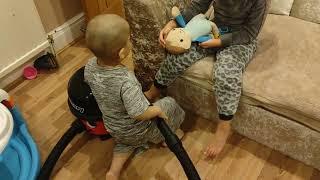 Uzzy Hoovering his sister's Feet! with Henry hoover