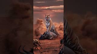 Who is more powerful than Tiger | Tiger vs Lion Elephant Rhino Wolves Wildebeests Hyenas #shorts