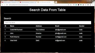 How to Search Data From Database Table| Javascript | JQuery | MySQL | PHP |Filter Data From Table