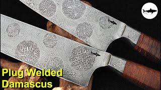 Forging the Starry Cosmos damascus integral chef knife set