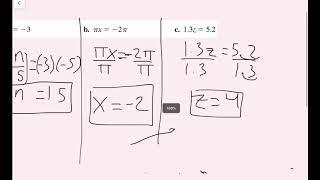 Solving Simple Equations (1.1 Big Ideas Math - Algebra 1)