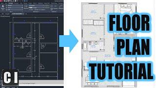 AutoCAD Basic 2D Floor Plan Tutorial - Must Know AutoCAD Time Saving Commands/Shortcuts & Example