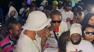 Popcaan & Chronic Law Pull Up On Vybz Kartel Fi Shawn Storm Birthday Party, Full Gazanation Outside