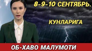 8-9-10 СЕНТЯБРЬ   КУНЛАРИ УЧУН ОБ ХАВО МАЛУМОТИ, ob havo