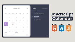 Modern Calendar with Todo in HTML, CSS and JS Part 1 | JavaScript Events Calendar