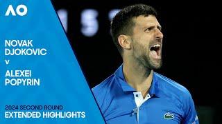 Novak Djokovic v Alexei Popyrin Extended Highlights | Australian Open 2024 Second Round