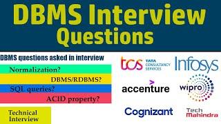 DBMS Interview Questions for freshers | dbms questions asked in tcs, wipro infosys, accenture |