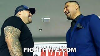 ANDY RUIZ COMES FACE TO FACE WITH CHRIS ARREOLA & BUSTS OUT LAUGHING AT FIRST OFFICIAL FACE OFF