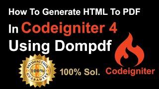 How To Generate HTML To PDF In Codeigniter Using Dompdf | Dompdf In Codeigniter 4