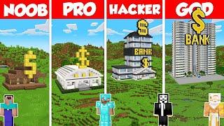 Secure Bank Build Battle Challenge - Noob vs Pro vs Hacker vs God - Minecraft Animation