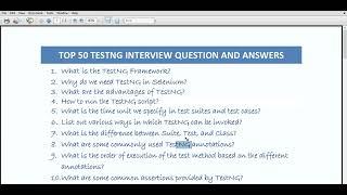 TOP 50 Essential TESTNG Interview Questions and Answers |TESTNG framework Interview Questions