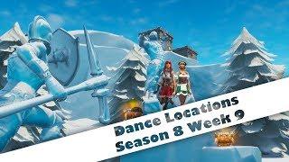 Dance between Ice Sculptures, Dinosaurs, and Hot Springs | Fortnite Challenge S8W9