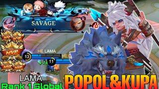 SAVAGE! Popol and Kupa Double MVP Gameplay - Top 1 Global Popol and Kupa by LAMA - Mobile Legends